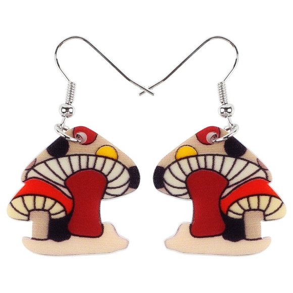 Magic Mushroom Acrylic Psychedelic Plant Earrings - Picture 4 of 7